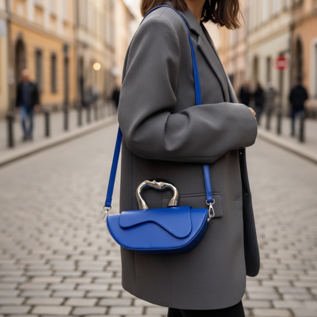 Borsa Tracolla Donna PU Mezzaluna Manico Cuore