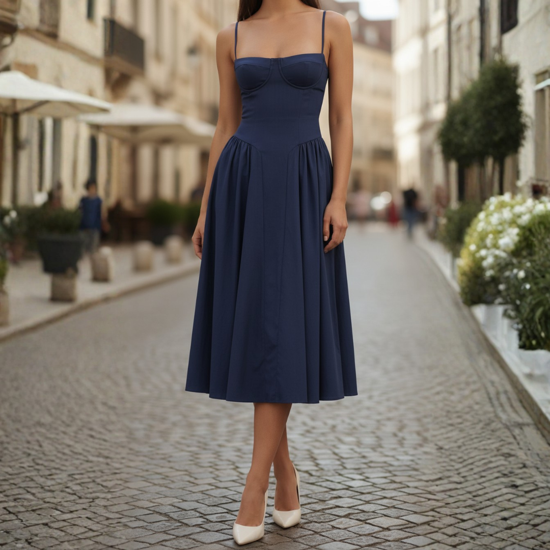 Abito Midi Donna a Tubino con Corpetto a Corsetto