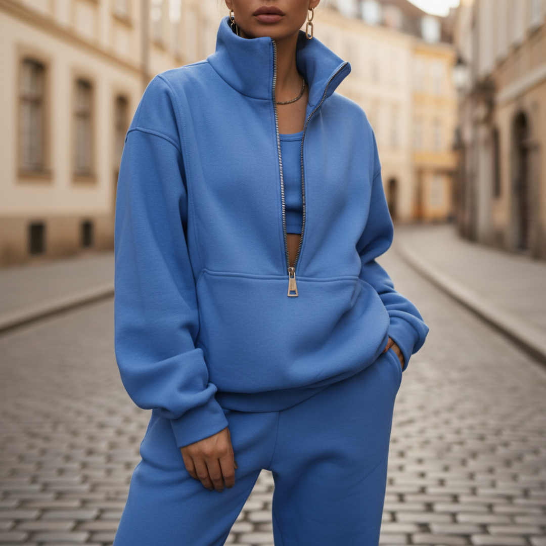 Tuta Donna Mezza Zip Misto Sportiva