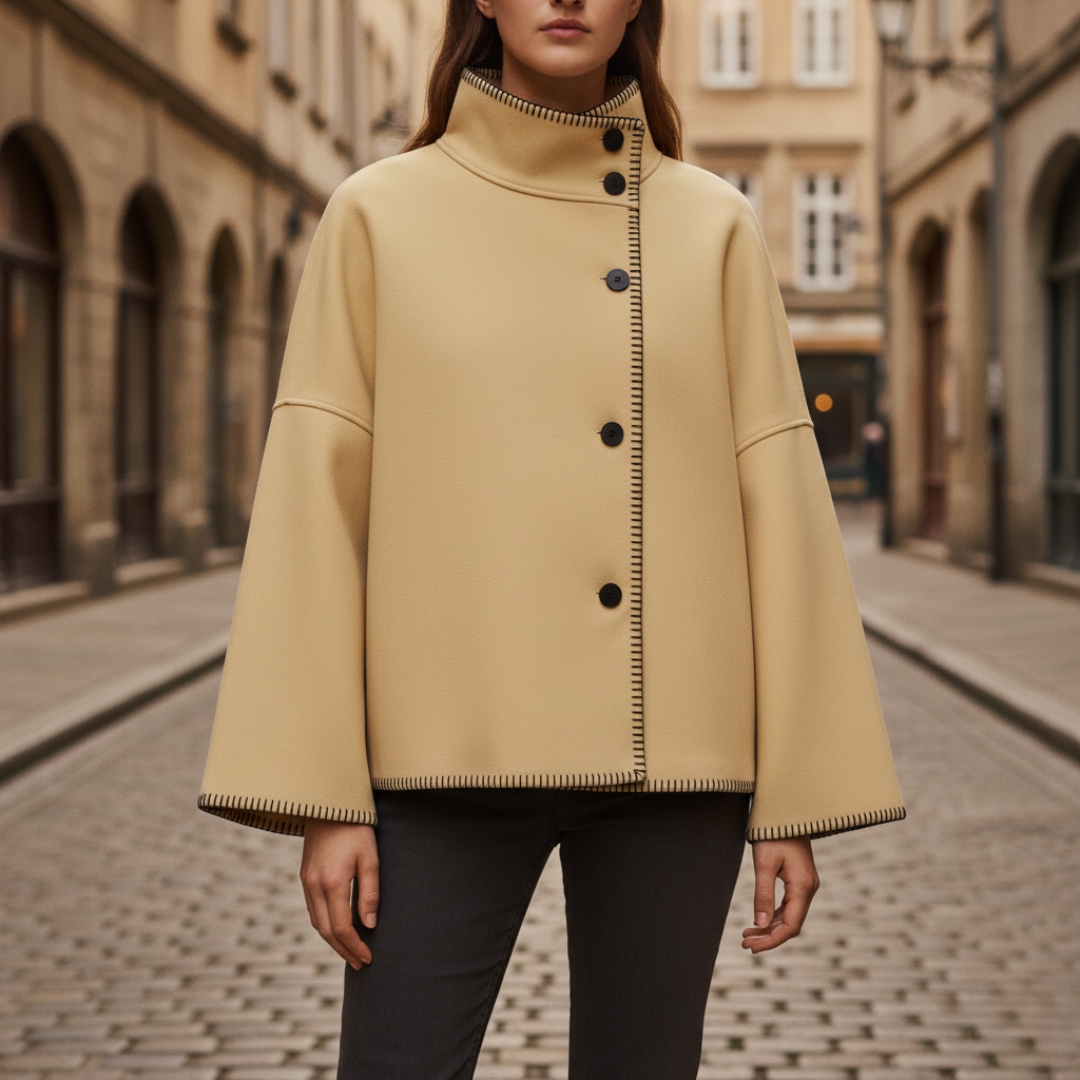 Cappotto Donna Oversize Elegante Tessuto Misto