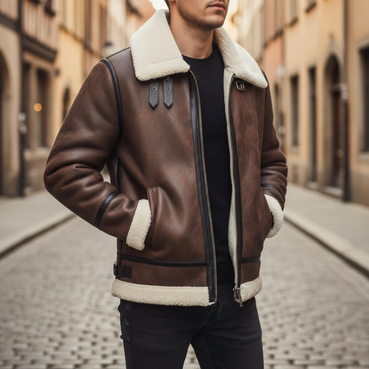 Giacca Aviatore Uomo Similpelle con Interno Sherpa