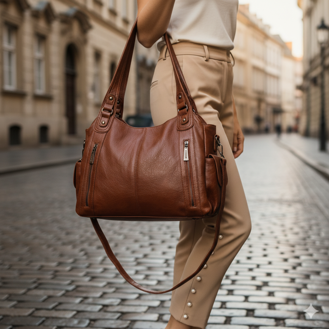 Borsa donna effetto pelle grande a tracolla