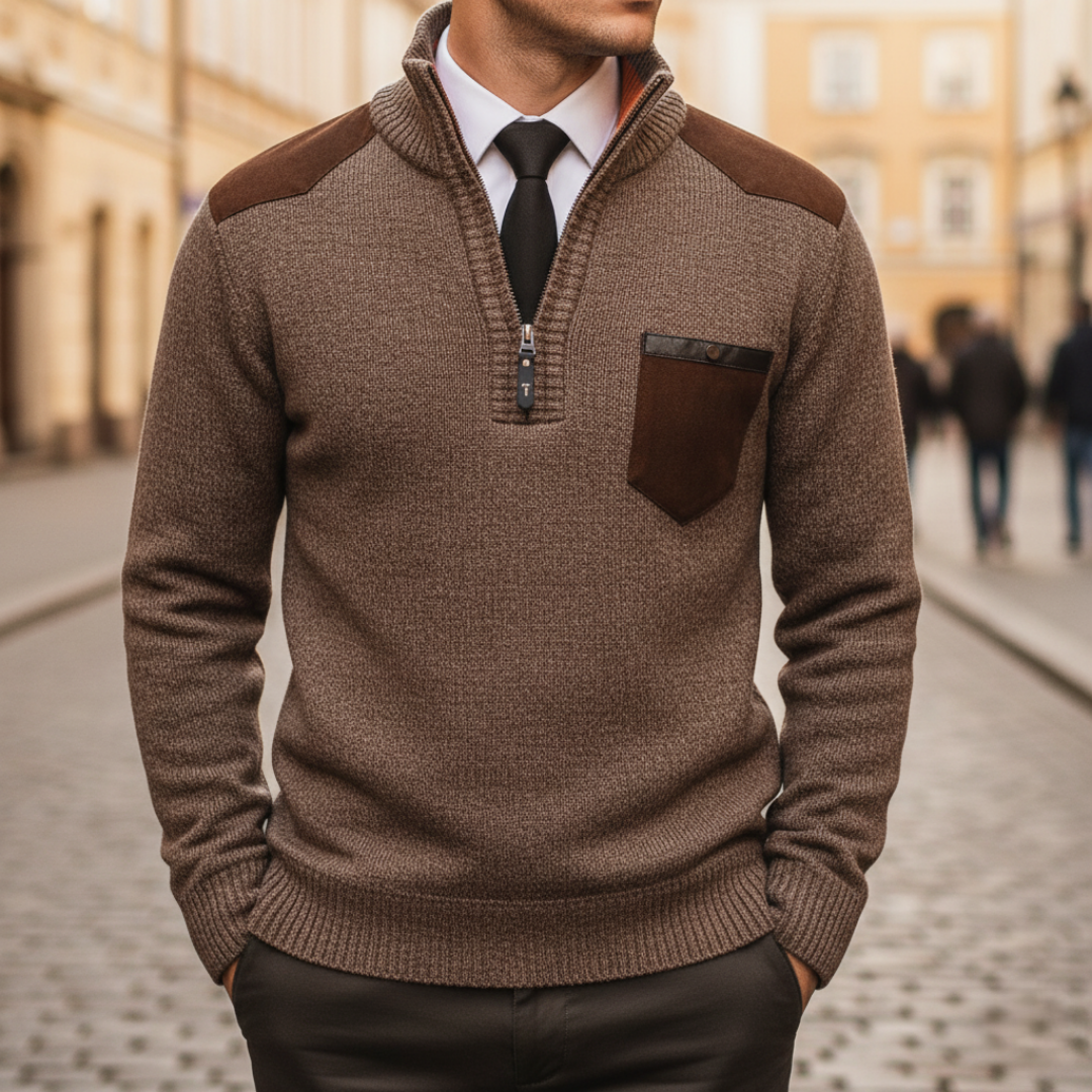 Maglione Uomo Mezza Zip in Misto Morbido