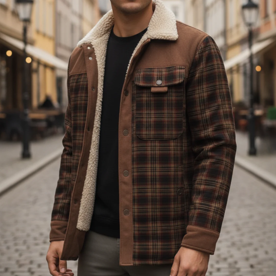 Giacca in Flanella da Uomo con Fleece