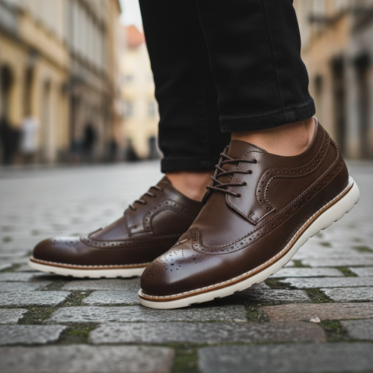 Scarpe uomo in pelle sintetica nera blu marrone con suola bianca