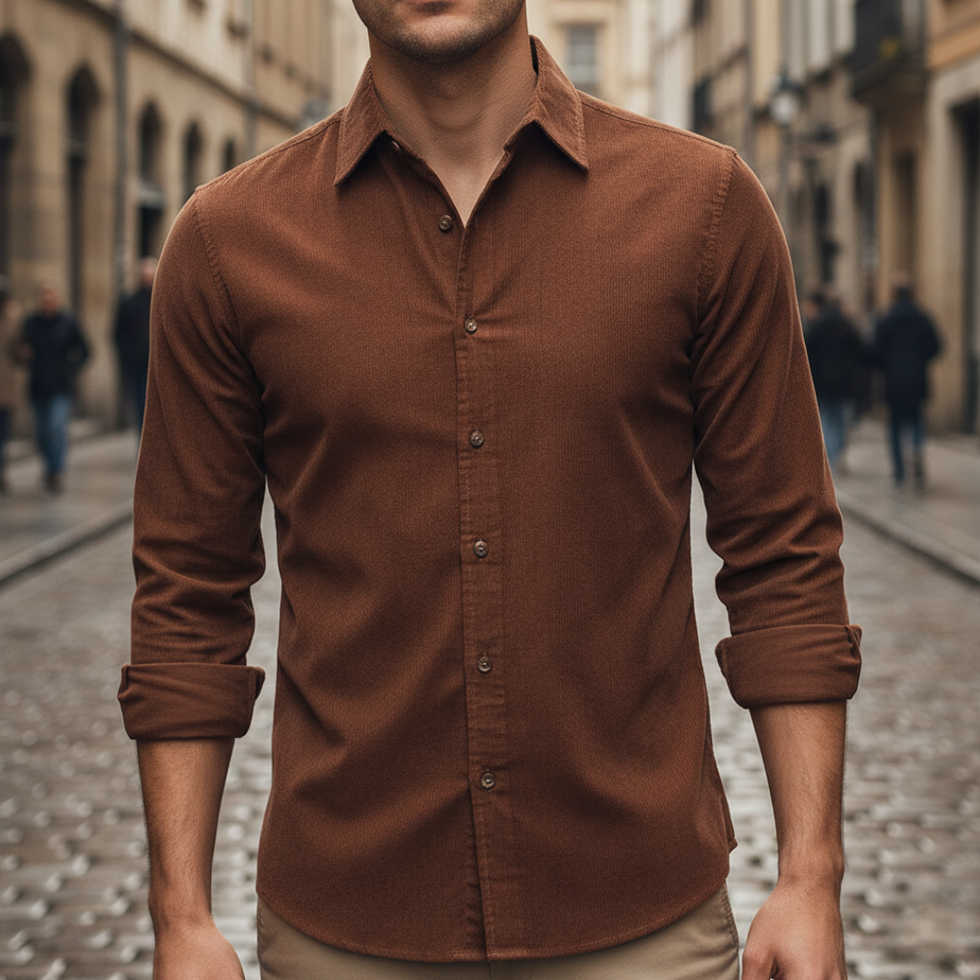 Camicia Uomo Velluto a Coste Slim