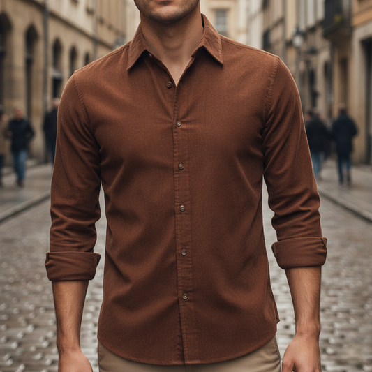 Camicia Uomo Velluto a Coste Slim