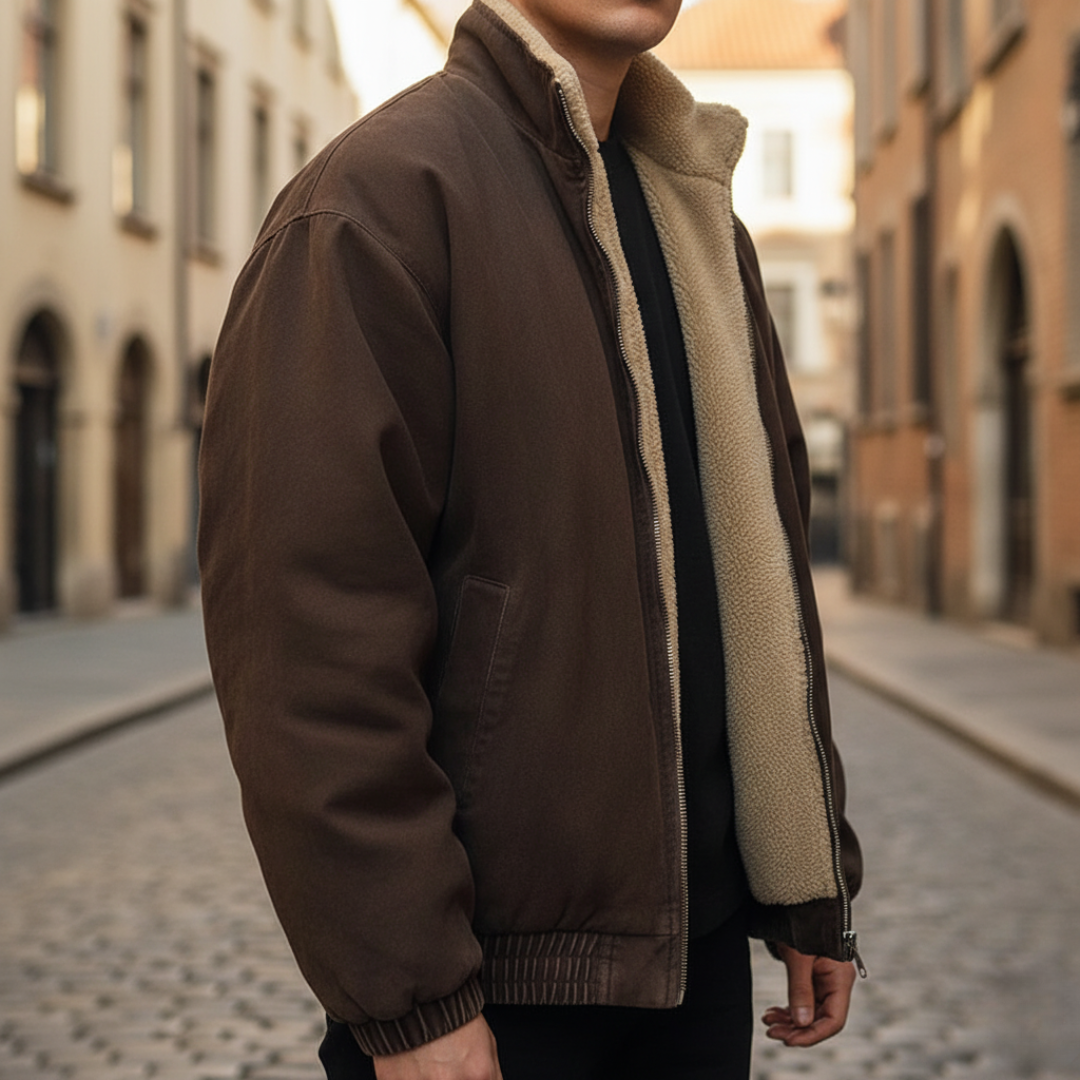 Bomber Uomo Foderato in Tessuto Misto con Zip Intera