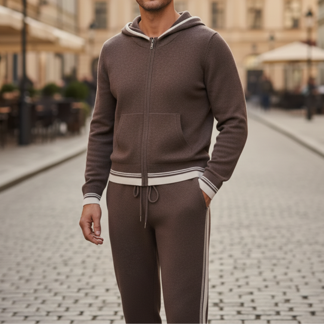 Set Tuta Uomo con Cappuccio in Filato Morbido