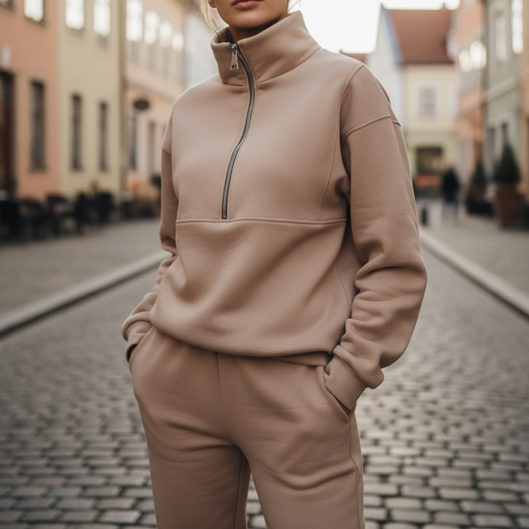 Tuta Donna Mezza Zip Misto Sportiva