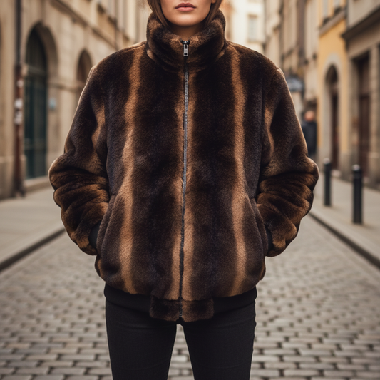 Giacca Donna in Tessuto Misto con Zip Intera