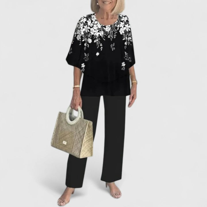 Set Due Pezzi Donna Velluto Smanicato Slim Fit con Bottoni Elegante
