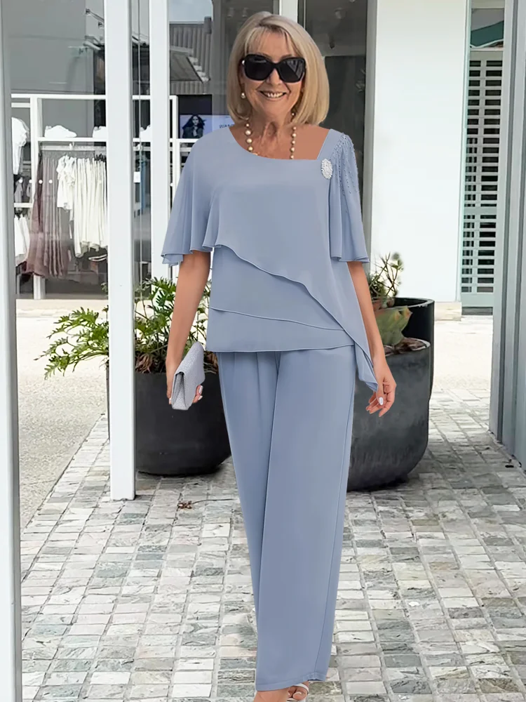 Set 2 Pezzi Donna Elegante e Formale Velluto Smanicato con Bottoni