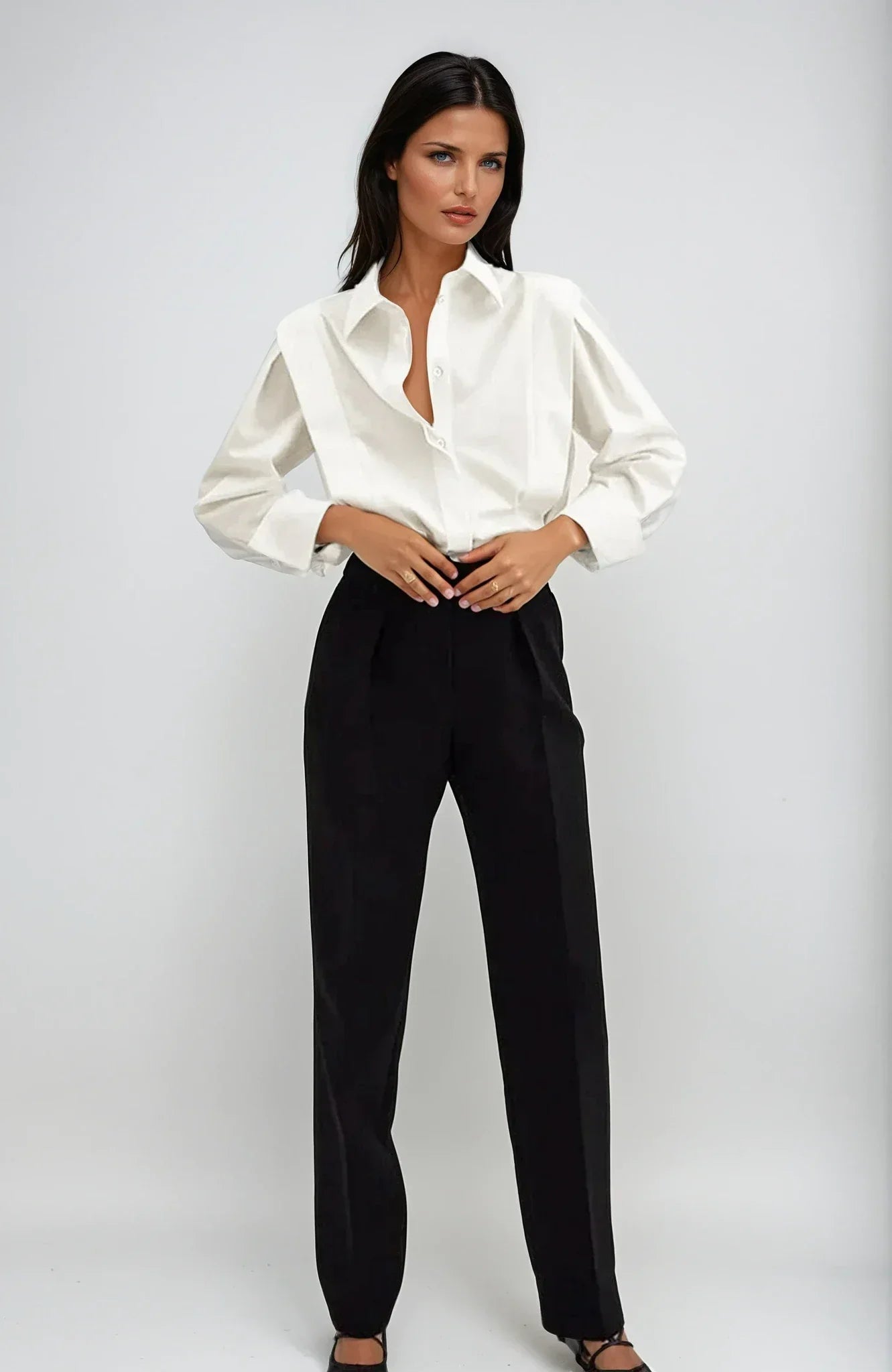 Camicia Donna Cotone con Bottoni Smanicato