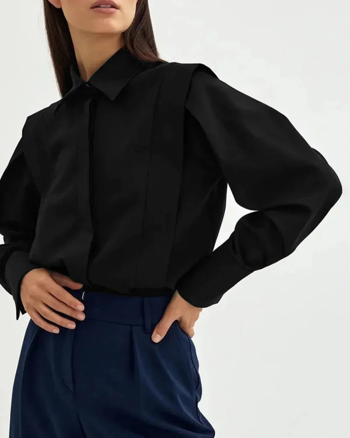 Camicia Donna Cotone con Bottoni Smanicato