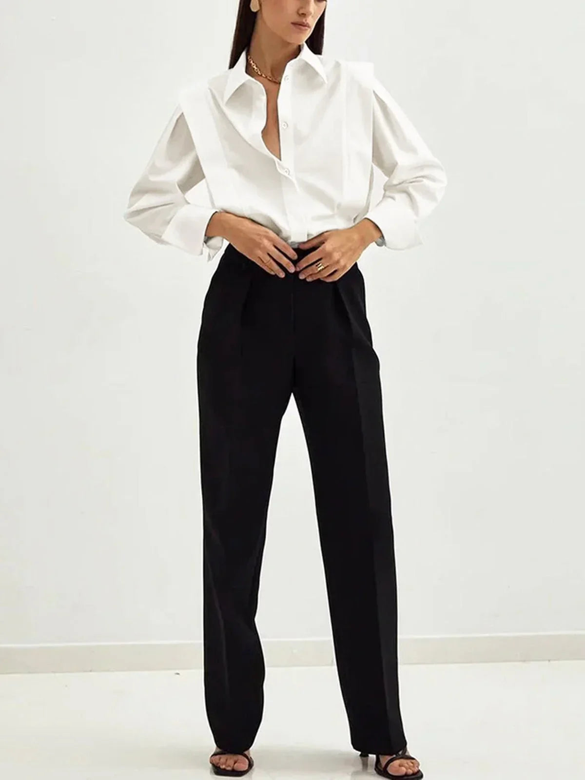 Camicia Donna Cotone con Bottoni Smanicato