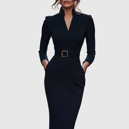 Abito Donna Raso Midi Smanicato Slim Fit – Elegante