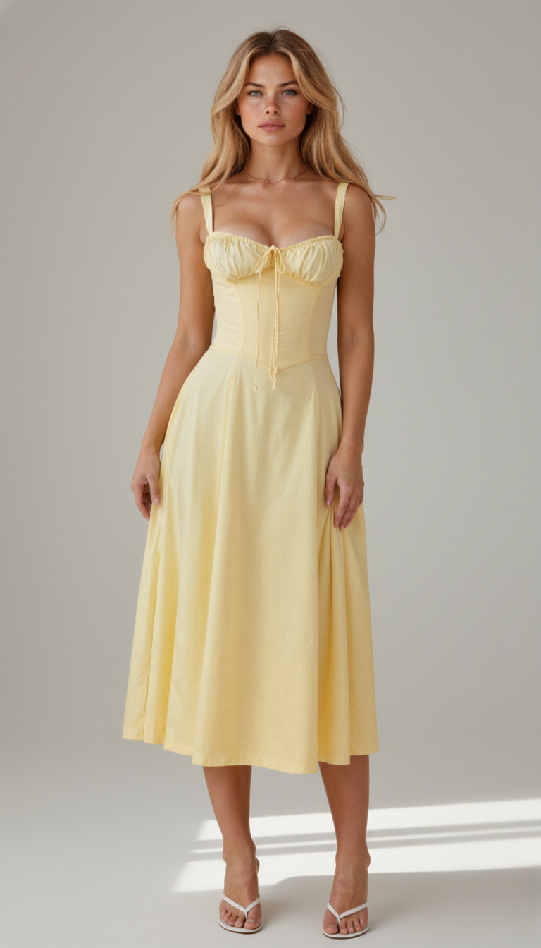 Abito Donna Midi Velluto Smanicato Slim Fit – Elegante
