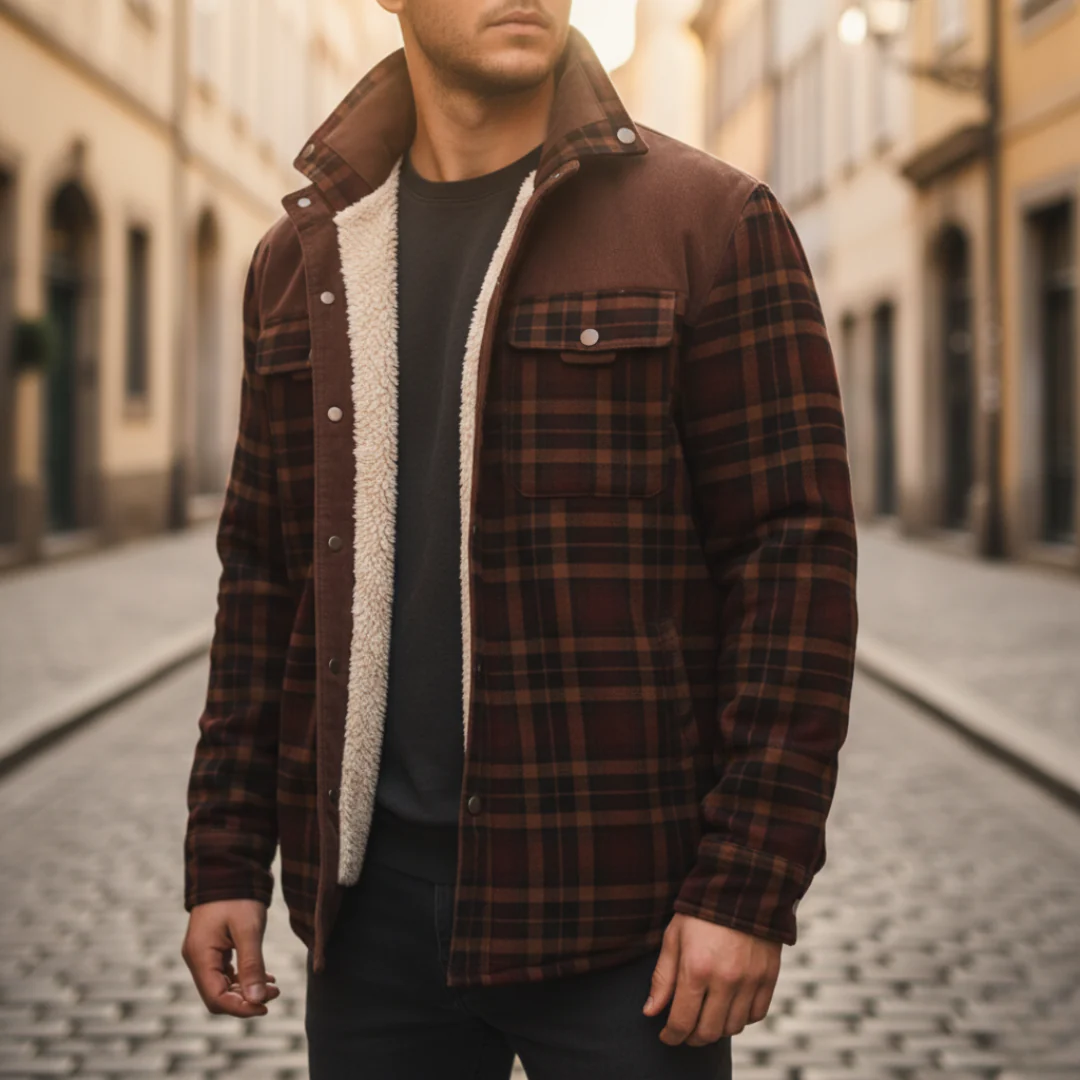 Giacca in Flanella da Uomo con Fleece