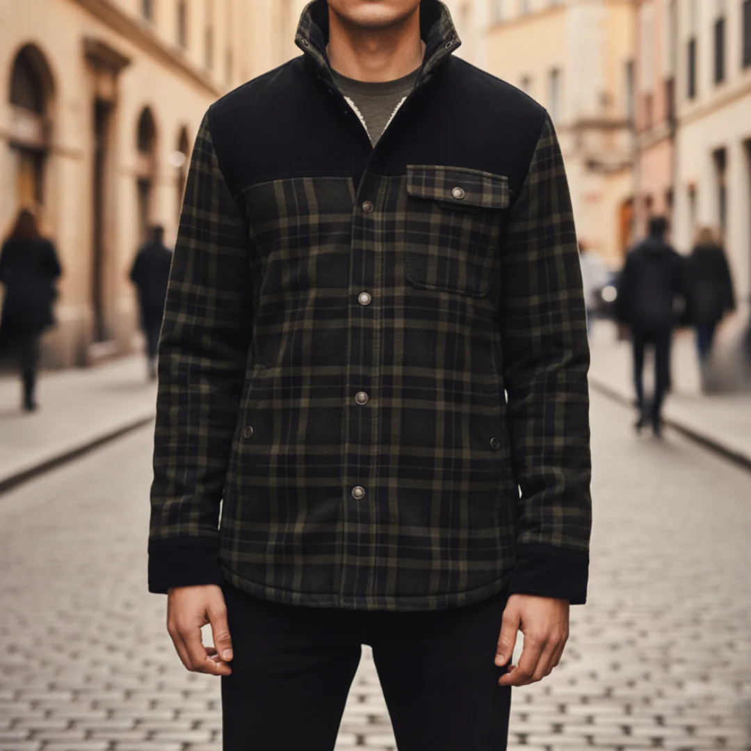 Giacca in Flanella da Uomo con Fleece