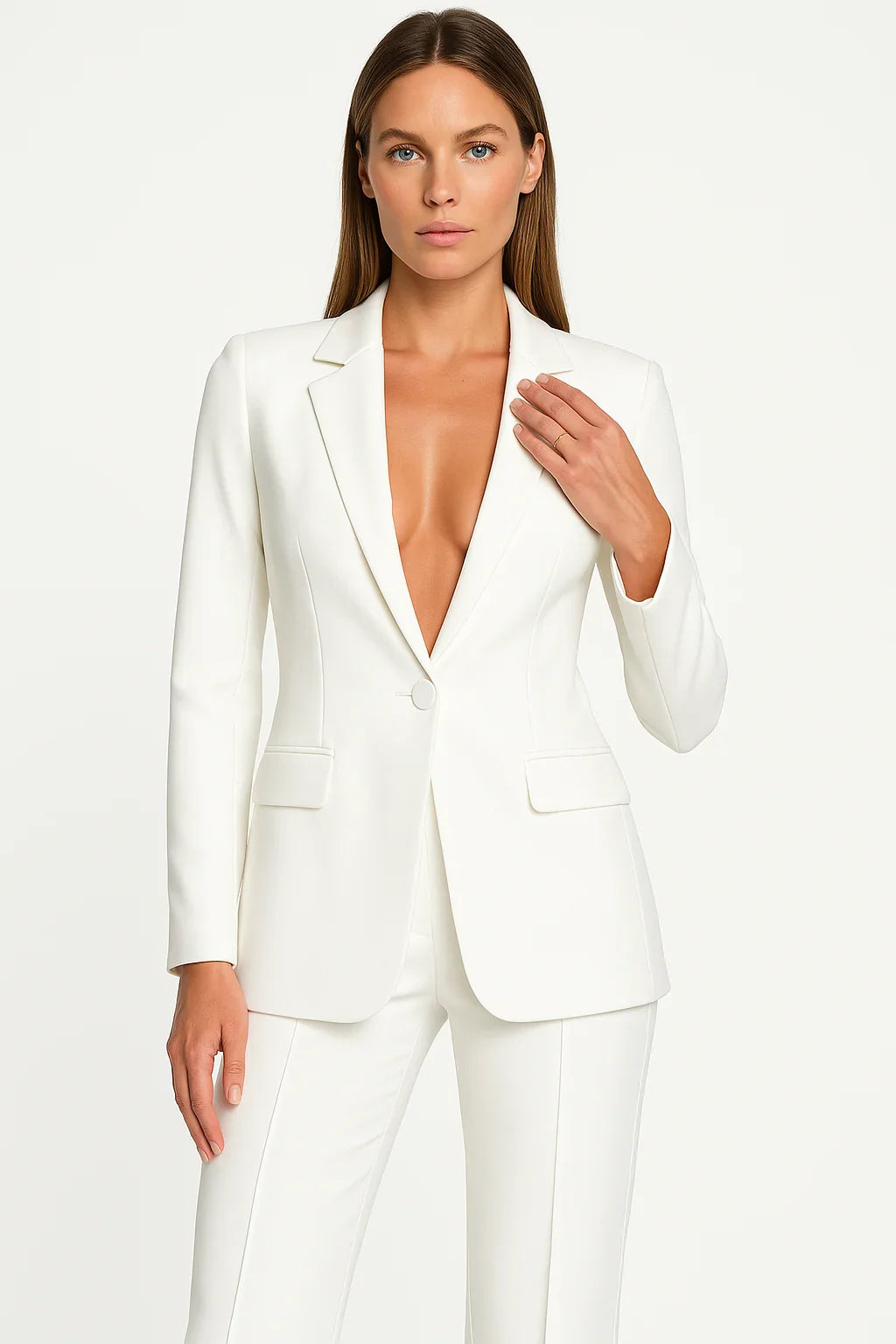 Blazer e Pantalone Donna Velluto Slim Fit con Bottoni