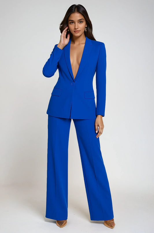 Blazer e Pantalone Donna Velluto Slim Fit con Bottoni