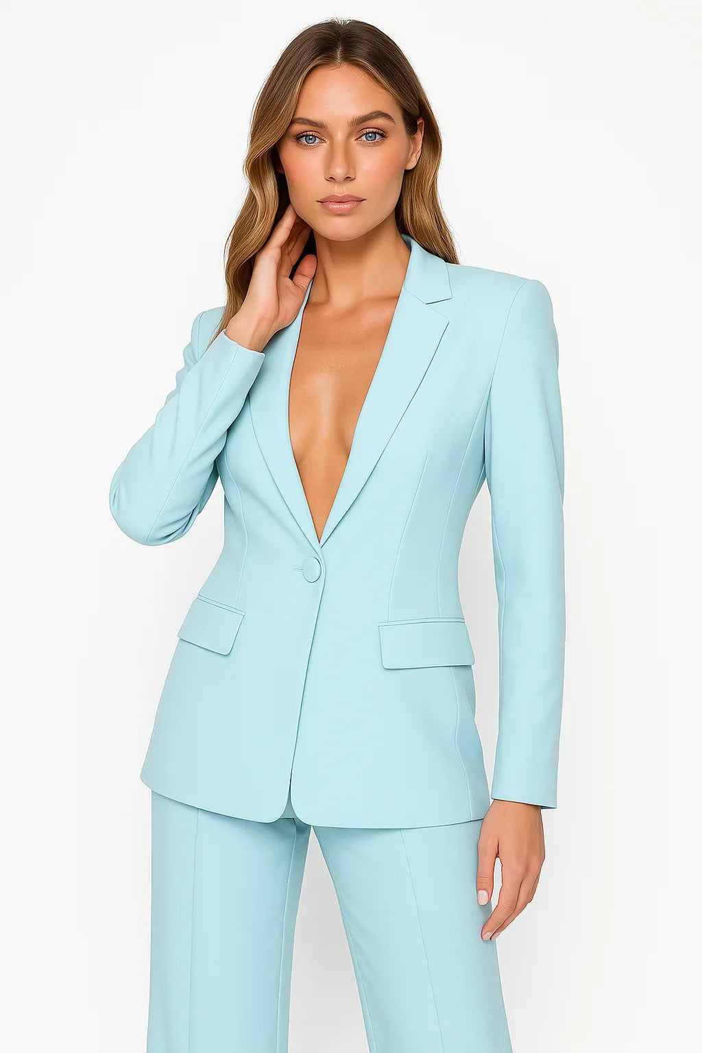 Blazer e Pantalone Donna Velluto Slim Fit con Bottoni
