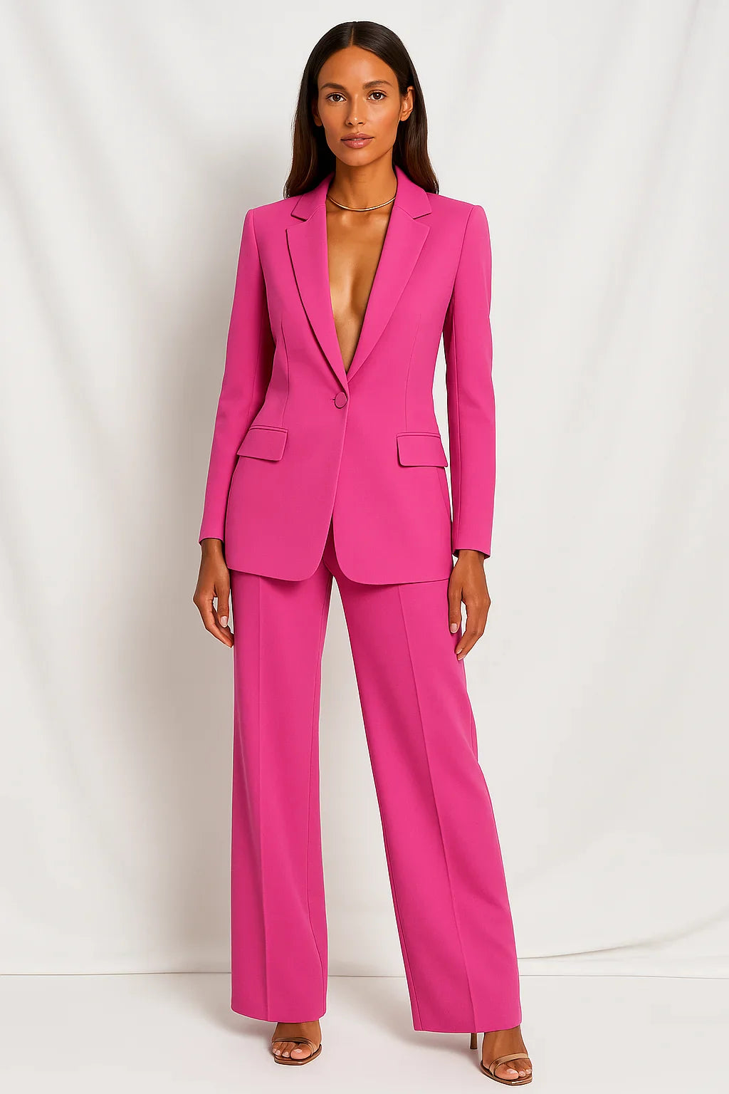 Blazer e Pantalone Donna Velluto Slim Fit con Bottoni