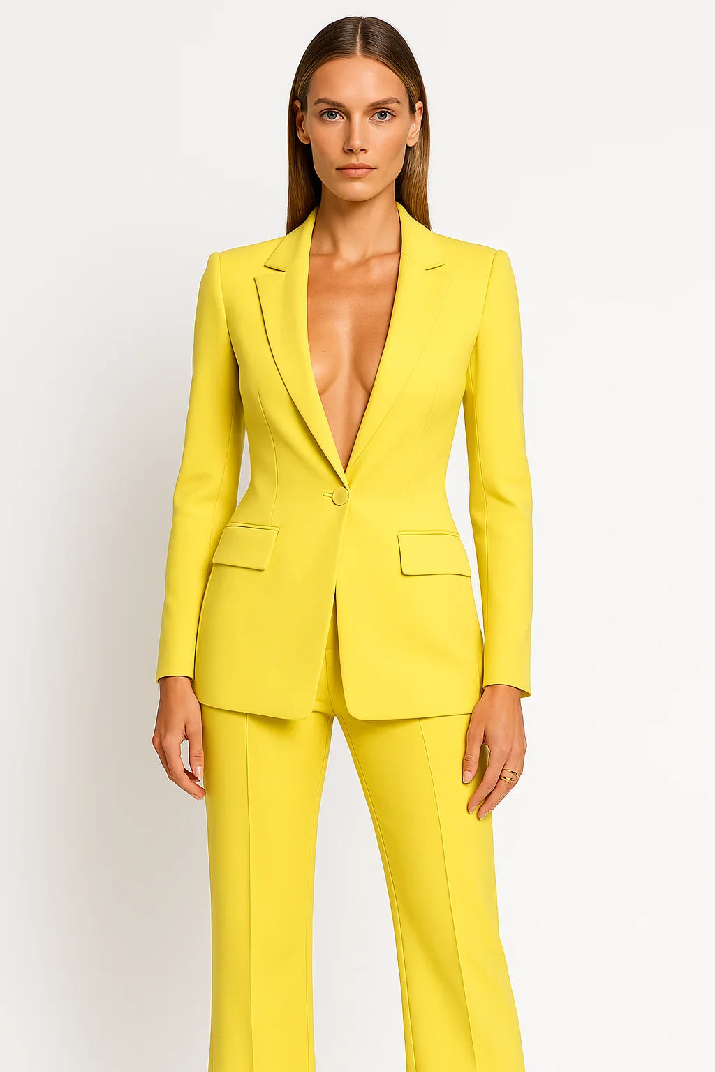 Blazer e Pantalone Donna Velluto Slim Fit con Bottoni