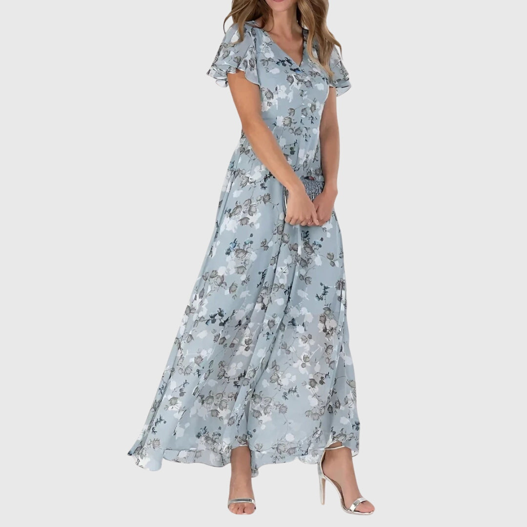 Abito Donna Velluto Smanicato Slim Fit Floreale