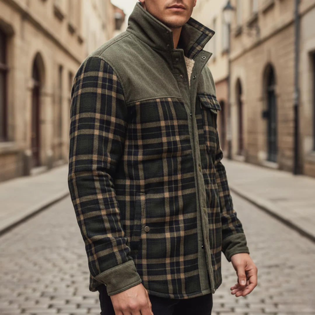 Giacca in Flanella da Uomo con Fleece