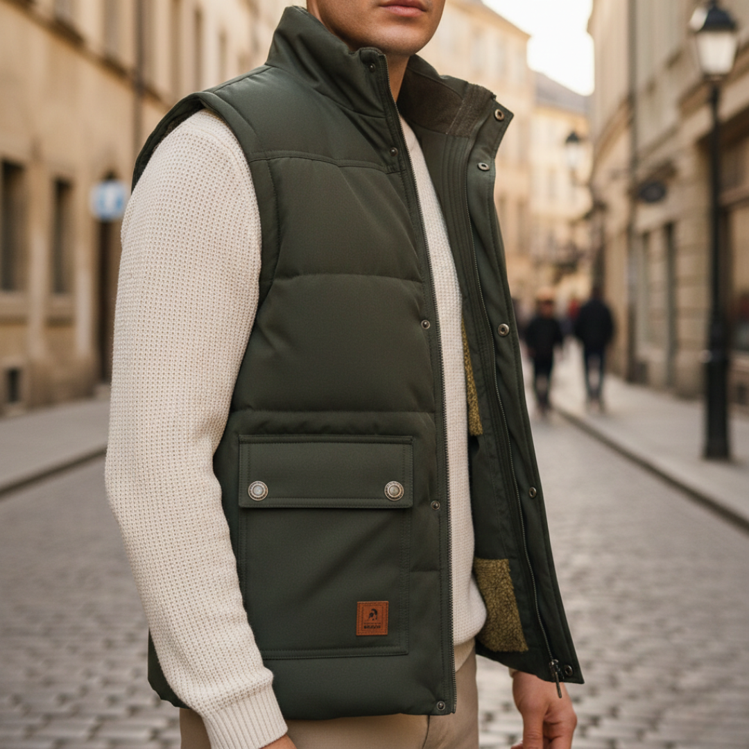 Gilet Imbottito Uomo Senza Maniche con Fodera Sherpa