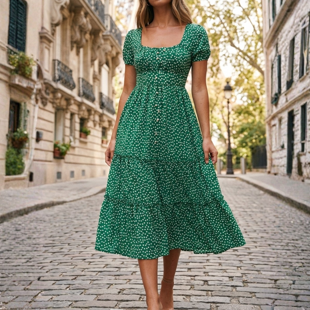 Abito Maxi Donna Estivo Floreale Scollo Quadrato