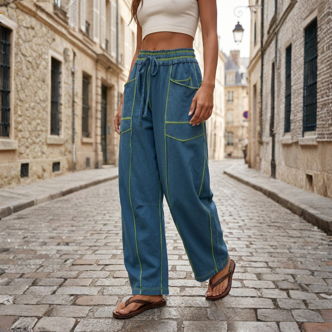 Pantaloni Jogger Donna Modello Barrel a Gamba Larga