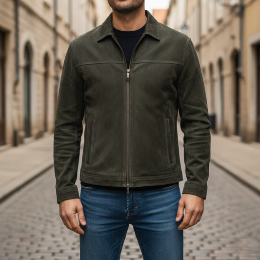 Giacca Uomo in Pelle Sintetica con Zip