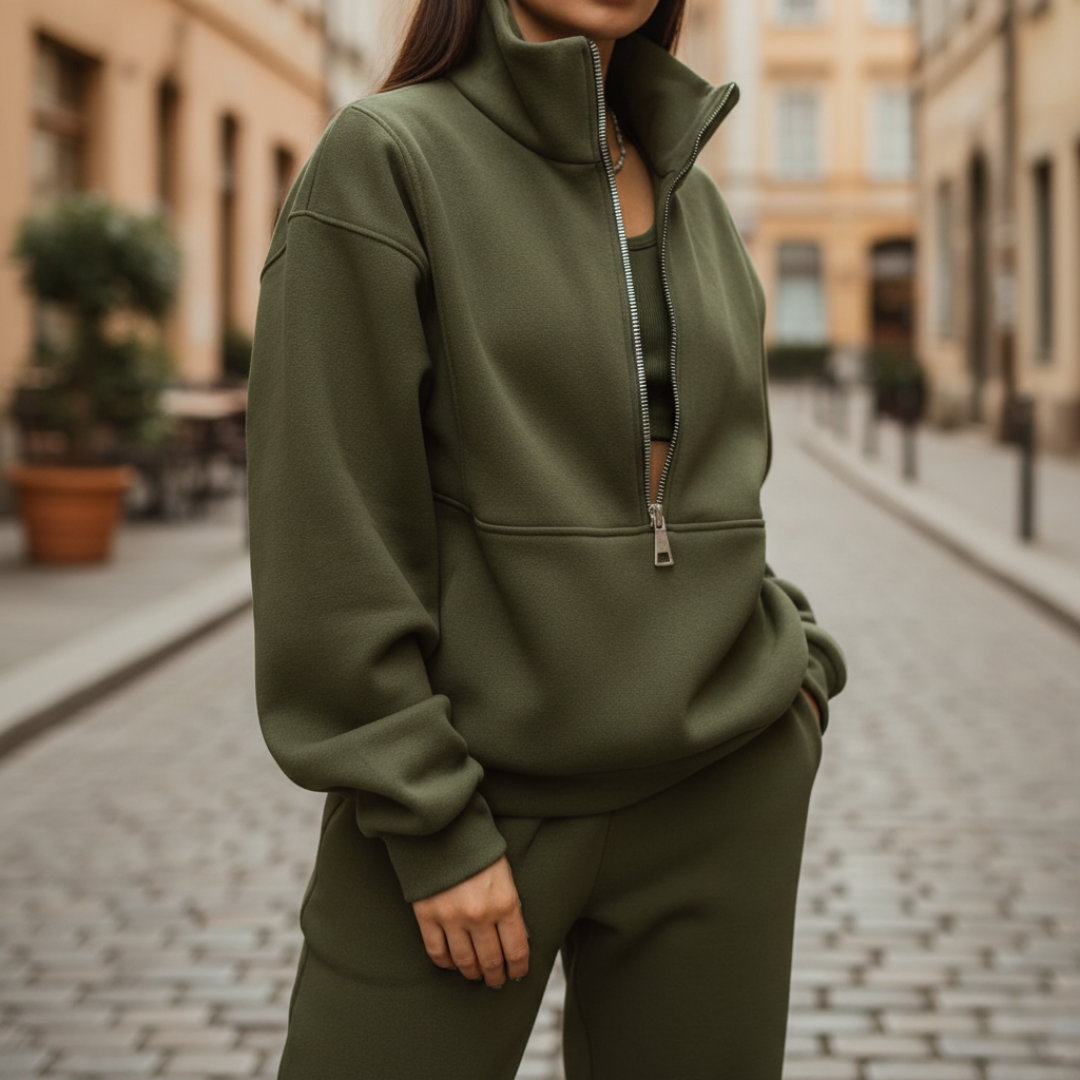 Tuta Donna Mezza Zip Misto Sportiva