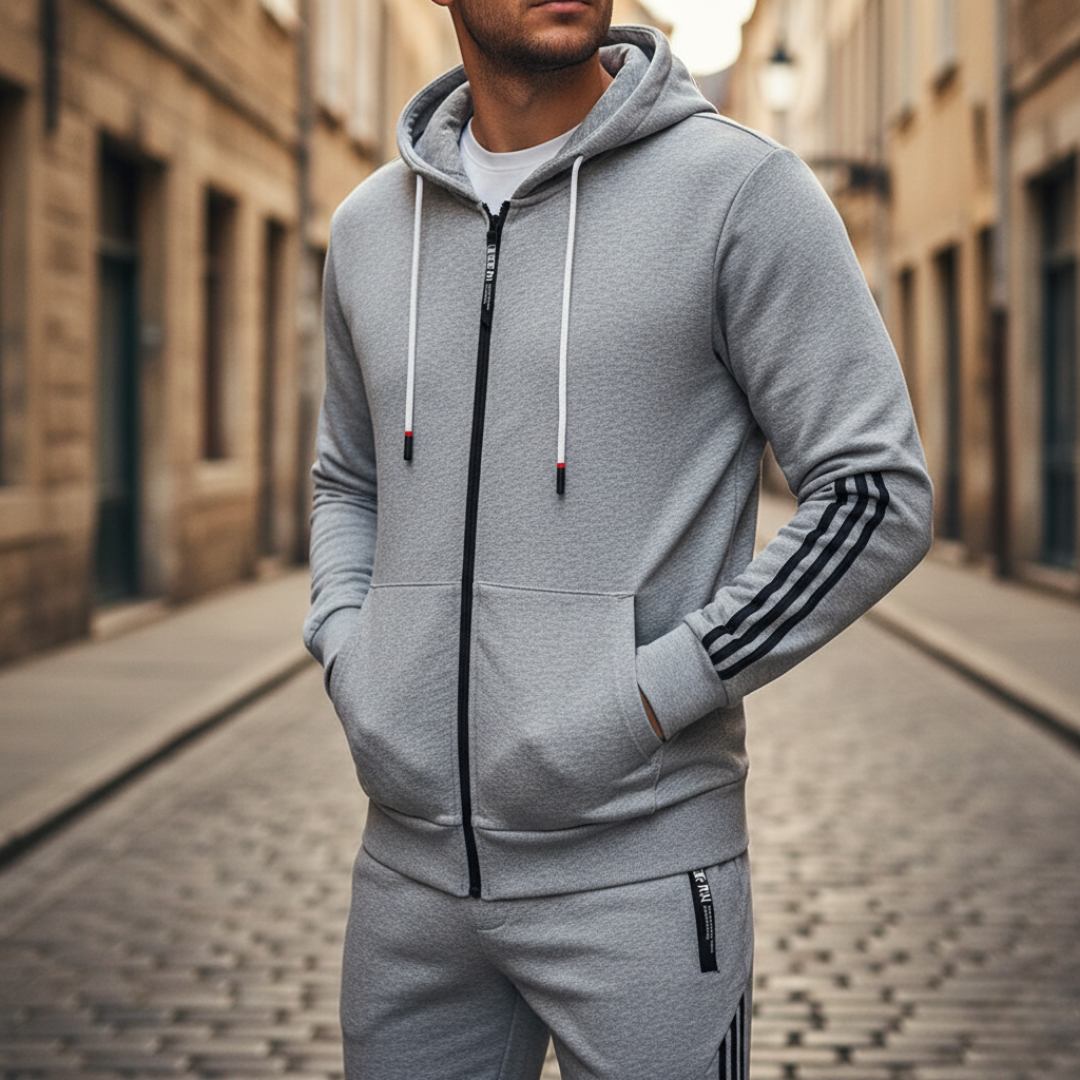 Tuta Uomo Sportiva con Zip in Misto Fibre