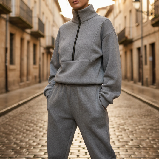 Tuta Donna Mezza Zip Misto Sportiva