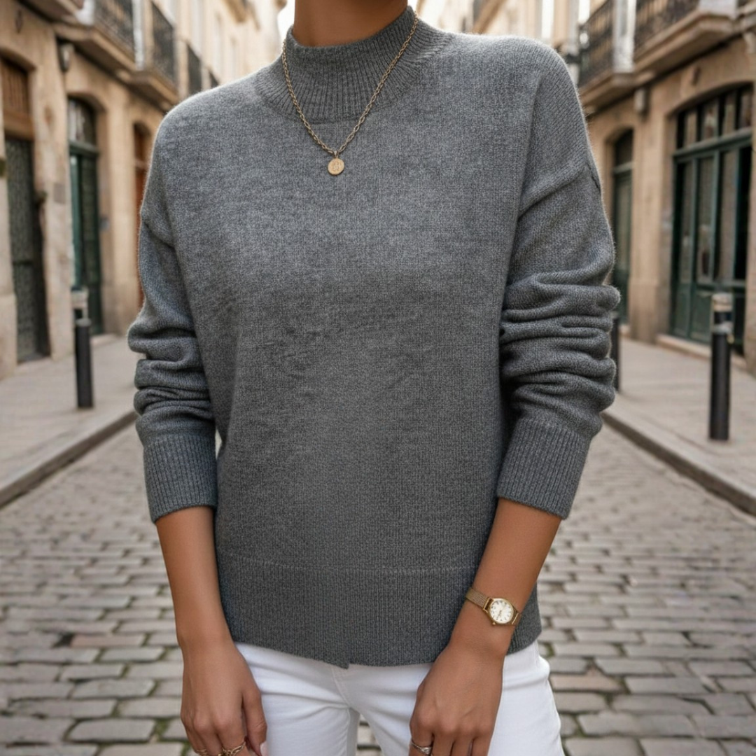 Maglione Donna a Collo Alto Latte