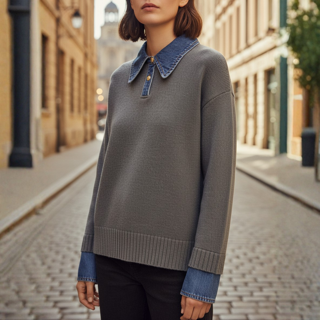 Maglione Donna in con Collo in Denim