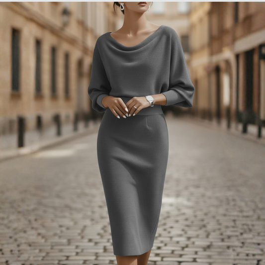 Abito Donna Scollo Ampio Tessuto Morbido Elegante