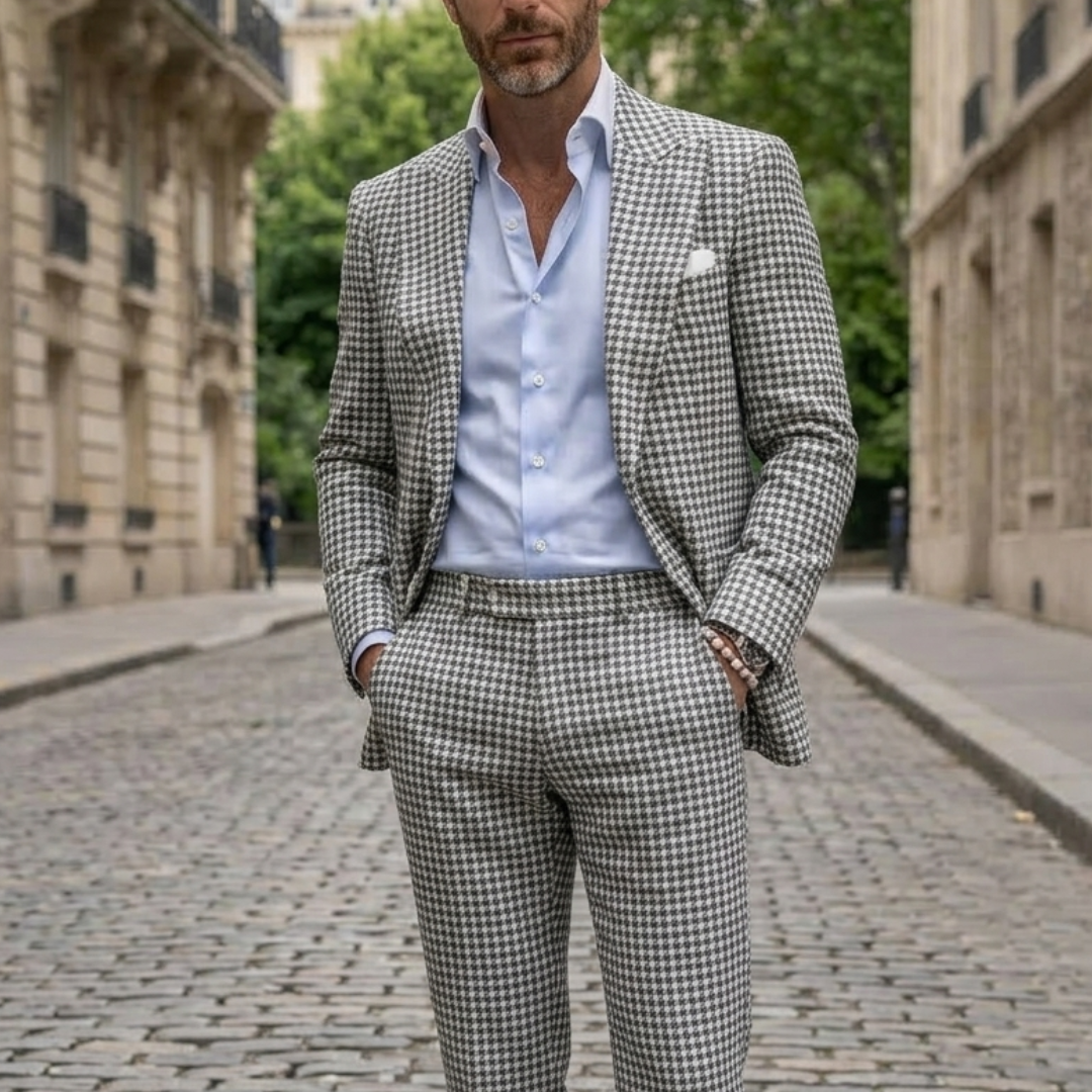Giacca Blazer Uomo Pied de Poule Slim Fit Autunno
