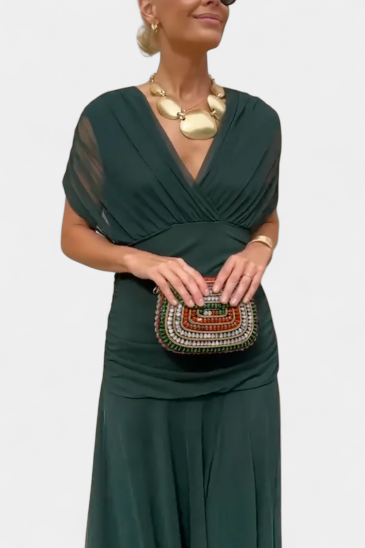Abito Donna Elegante Velluto Smanicato con Scollo a V
