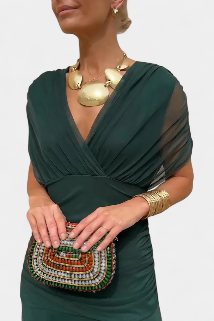 Abito Donna Elegante Velluto Smanicato con Scollo a V