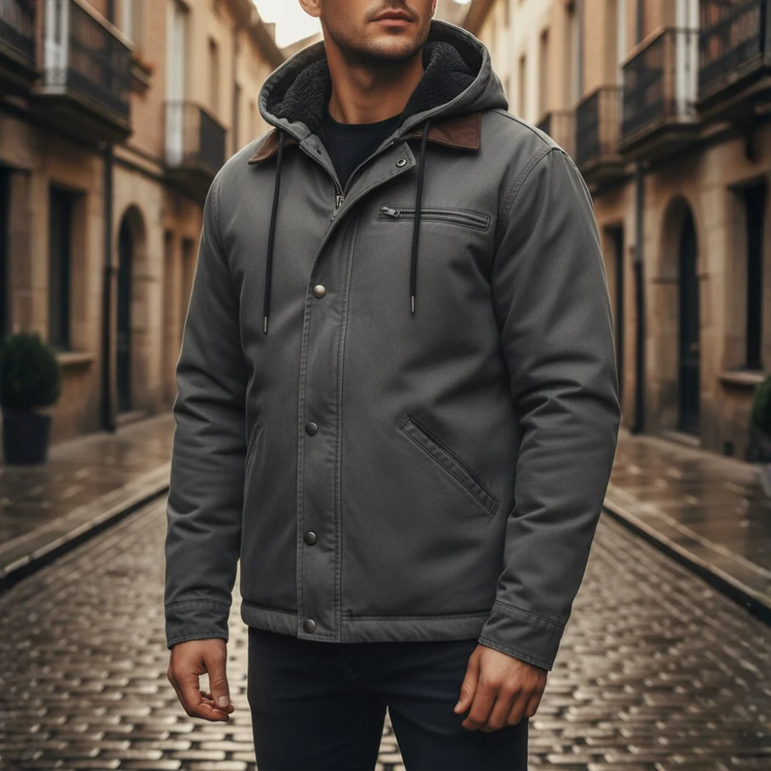 Giacca Invernale Uomo Blu con Cappuccio