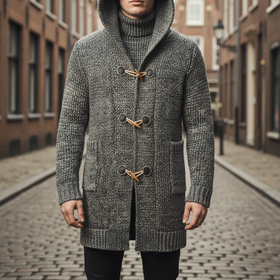 Cappotto Uomo in Maglia con Cappuccio