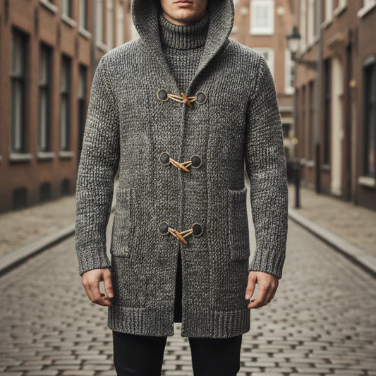 Cappotto Uomo in Maglia con Cappuccio