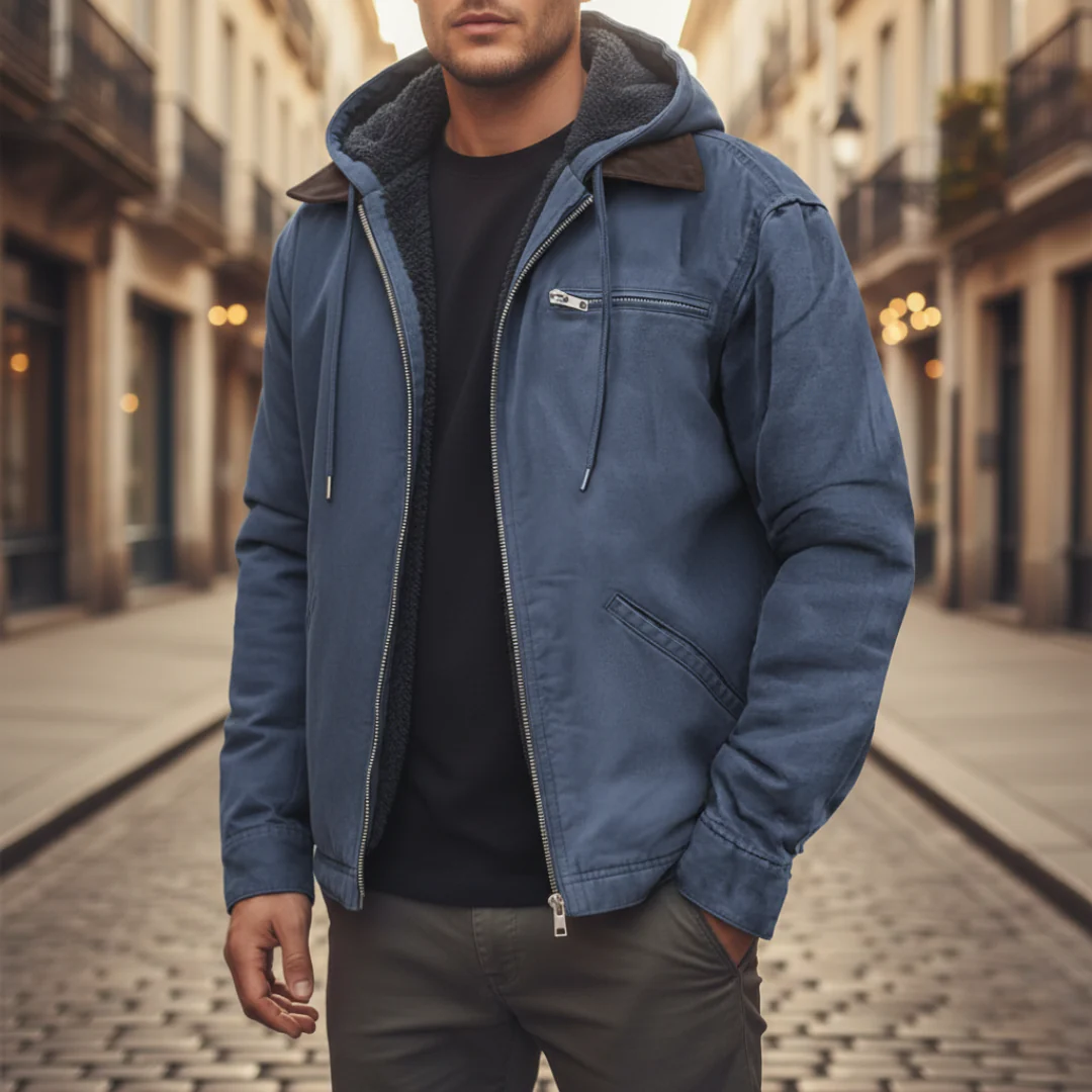 Giacca Invernale Uomo Blu con Cappuccio
