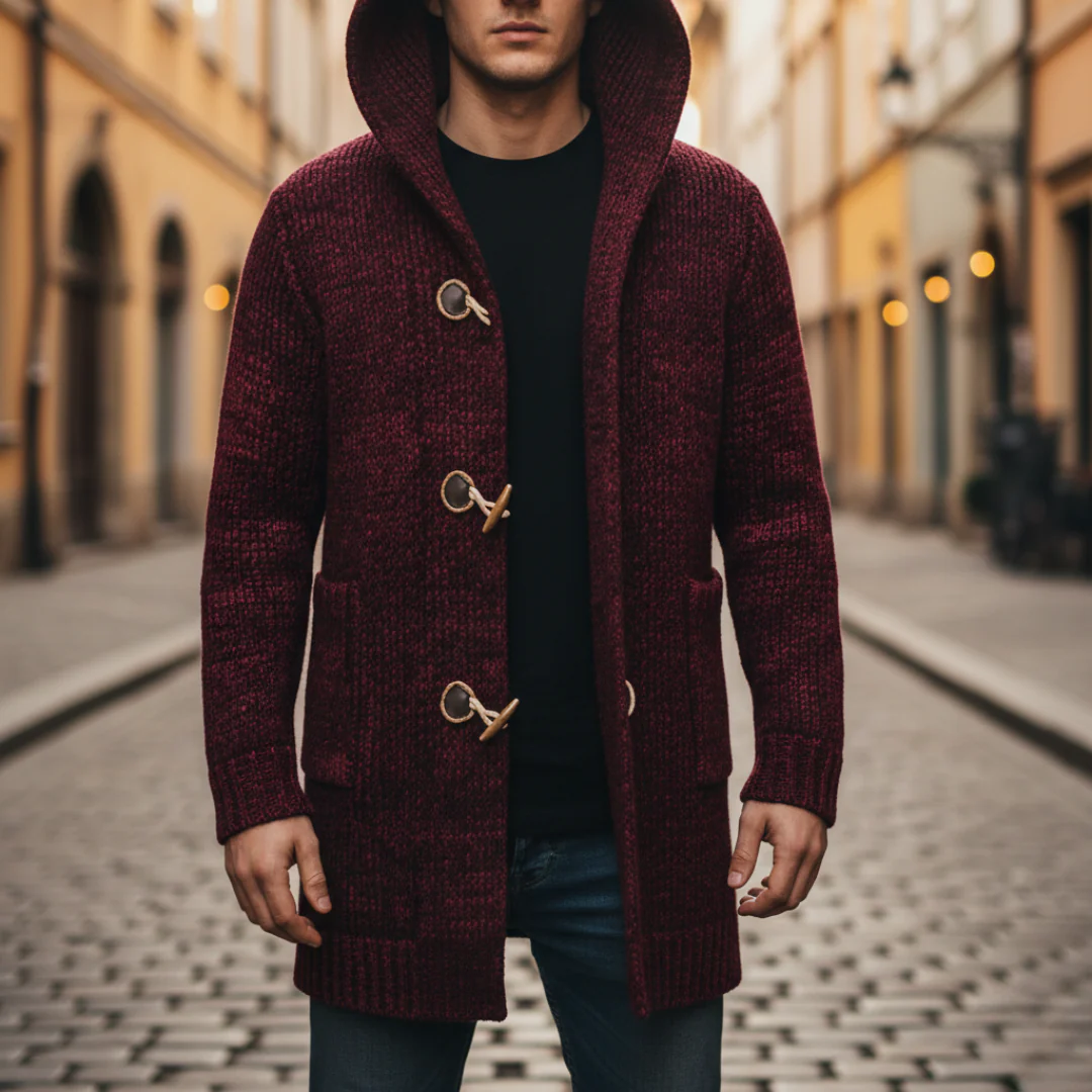 Cappotto Uomo in Maglia con Cappuccio