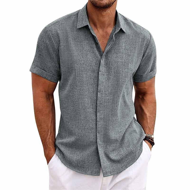 Camicia Uomo Lino Manica Corto con Bottoni – Estiva